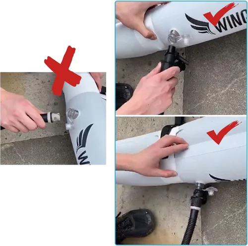 Vista 5 de Adaptador de bomba SUP, bomba de aire inflable para barco, kit de adaptador de válvula de aire, boquilla de aire, cabezal de conversión
