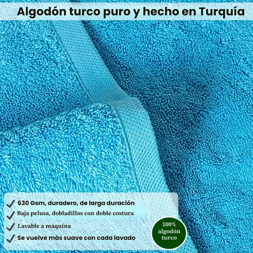 Vista 6 de Juego grande de baño tipo spa turco 40"x80", de lujo, amigable con el medio ambiente de 650 gramos, muchos colores de donde escoger Aqua