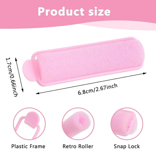 Vista 3 de Oruola 14 rodillos de espuma para el cabello, rodillos de pelo de 2.67 pulgadas para dormir, rizadores sin calor para cabello fino y fino, rodillos
