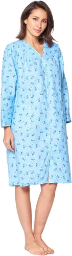Vista 3 de Casual Nights Vestido de franela de manga larga con botones florales para mujer