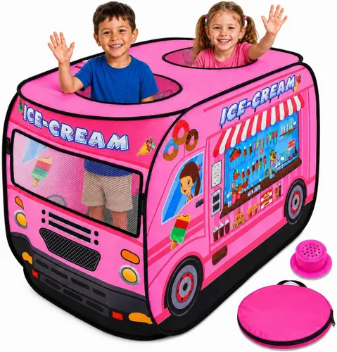 Vista 10 de Playbees Tienda de Campaña Musical Emergente de Camión de Bomberos con 3 Aberturas - Tienda de Juego de Rol de Bombero - Sirenas y Sonidos