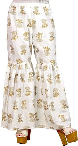 Vista 6 de Chandrakala Túnica étnica india de algodón con estampado de lámina dorada para mujer Kurti Kurta (K163-P)