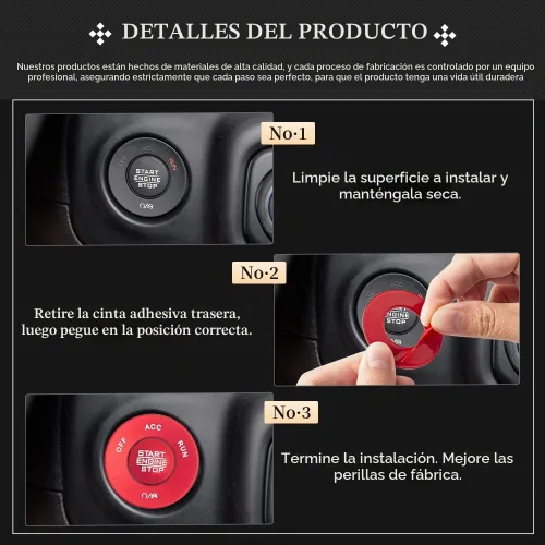 Vista 5 de LECART Accesorios para Interior de Coche Rojo Botón de Arranque y Parada del Motor Adhesivos de Cubierta Compatible con Jeep Wrangler JL JLU