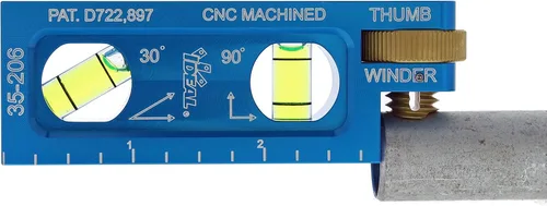 Vista 3 de Nivel Eléctrico IDEAL 35-206 Nivel de Electricista de Aluminio CNC Mecanizado con 2 Viales de Acrílico, Mordaza Magnética, Enrollador de Pulgar, Azul
