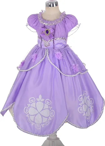 Vista 3 de Lito Angels Disfraz de princesa para niña, vestido de fiesta morado con accesorios