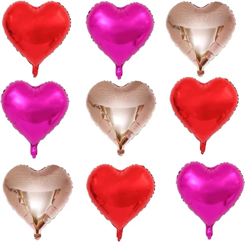 Vista 10 de Giga Gud 30 globos de papel de aluminio, de 18 pulgadas, rosa intenso y rosa macarrón, con tema de amor, perfectos para proponer matrimonio, boda