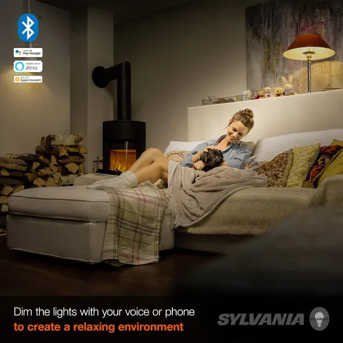 Vista 7 de LEDVANCE Sylvania Smart+ Bluetooth - Bombilla LED A19 blanca suave, compatible con Alexa, Apple HomeKit y Google Assistant, 1 paquete