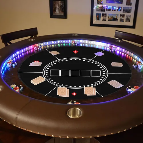Vista 6 de GSE Games & Sports Expert Casino Texas Hold'em - Tapete de mesa con respaldo de goma antideslizante para fiestas familiares y amigos, noche de casino
