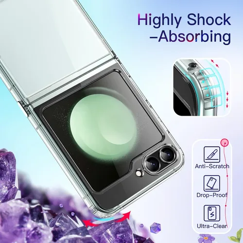 Vista 5 de JETech Funda para Samsung Galaxy Z Flip 5, antiamarilleo, transparente Shockproof Protection, Scratch Resistant Hard PC Back, Durable Transparent