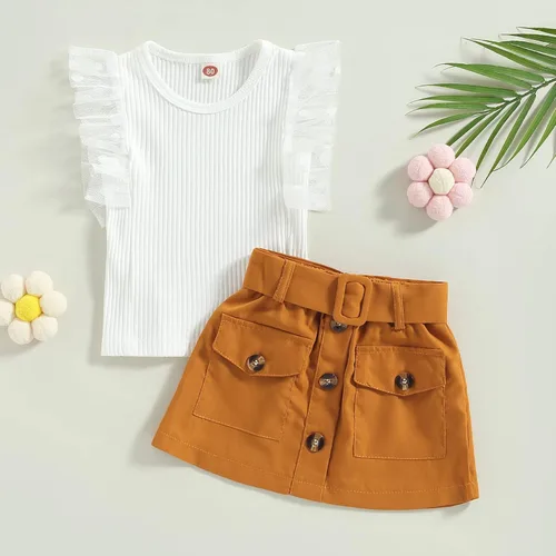 Vista 17 de TheFound Trajes de verano para niñas pequeñas, sin mangas, de punto acanalado, halter, pantalones cortos, ropa para recién nacidos, conjunto de 3