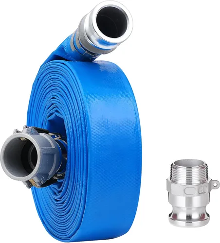 Vista 12 de Manguera de descarga plana de PVC de 1 pulgada x 50 pies con accesorios de aluminio Camlock C y E, montaje de bloqueo de leva, conjunto de manguera