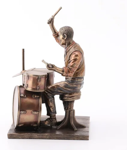 Vista 8 de Veronese Design Figura de resina de baterista de jazz de 8 pulgadas, estatua con acabado de bronce