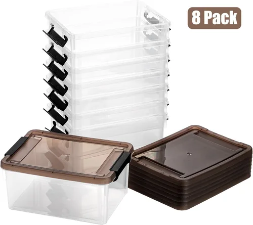 Vista 3 de Nicunom Paquete de 8 cubos de almacenamiento pequeños con tapas, 3.2 cuartos de galón, caja de almacenamiento transparente de plástico, contenedores