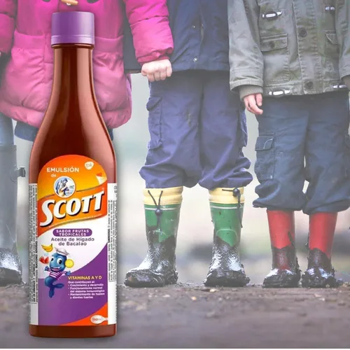 Vista 3 de DECA EXPERTS Emulsión de Scott Aceite de hígado de bacalao sabor Frutas Tropicales Pack de 2 de 6.1 fl oz - 180 ml - con vitamina A y Calcio