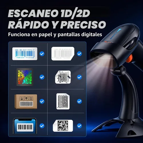 Vista 4 de Tera Escáner de código de barras 2D inalámbrico: con indicador de batería