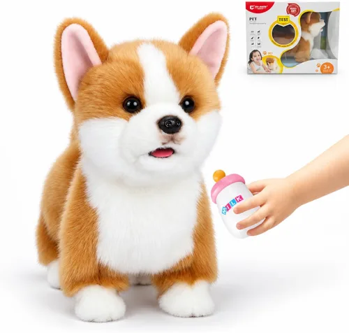 Vista 16 de CU-MATE Juguetes eléctricos de peluche Akita de 12 pulgadas, juguete electrónico de peluche para perro, robot interactivo Wuffy Puppy, caminar