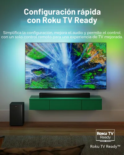 Vista 5 de Philips B4500 Barra de sonido de 2.1 canales con subwoofer inalámbrico, Bluetooth, HDMI ARC, Roku TV Ready, 140 W de potencia máxima, negro