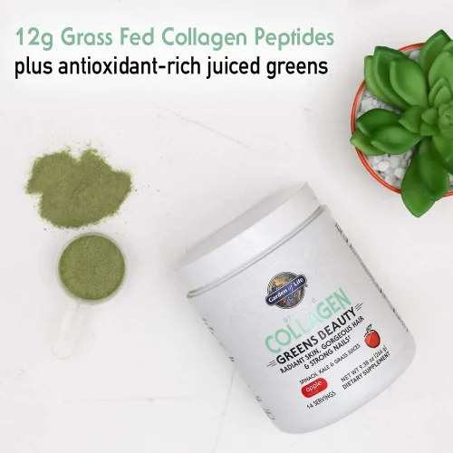 Vista 4 de Garden of Life - Grass Fed Collagen Beauty - Polvo de colágeno para mujeres y hombres, sabor granada y arándano, 20 porciones, para las uñas, piel