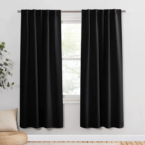 Vista 116 de PONY DANCE Cortinas cortas con aislamiento térmico para ventana pequeña, para guardería, baño, cocina, lavandería, caravana, sótano, 29 pulgadas