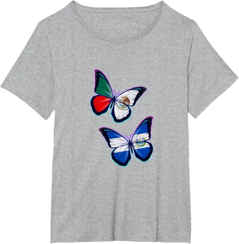 Vista 48 de Raíces biculturales de El Salvador y México. Versión mariposa Camiseta, Negro