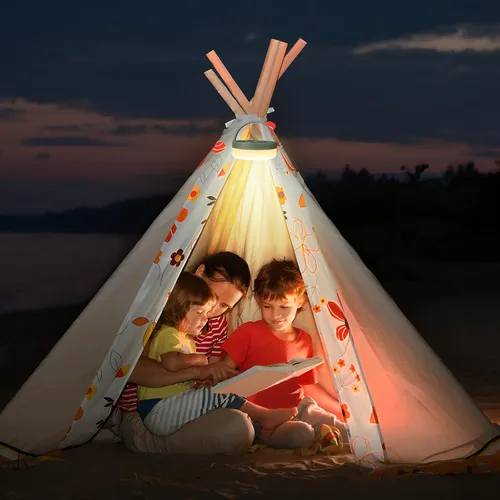 Vista 8 de HELESIN Luz de campamento recargable por USB, impermeable, portátil, plegable, 4 en 1, luces de campamento al aire libre con 8 modos de luces