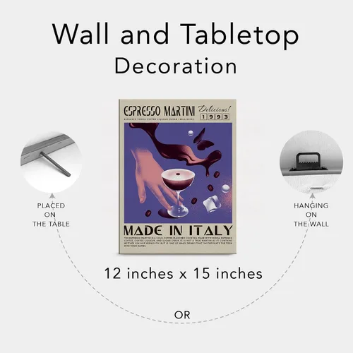 Vista 6 de Divertido lienzo de cóctel para decoración de pared de Martini Espresso Martini, 12 x 15 pulgadas, decoración moderna para el hogar, cocina, bar