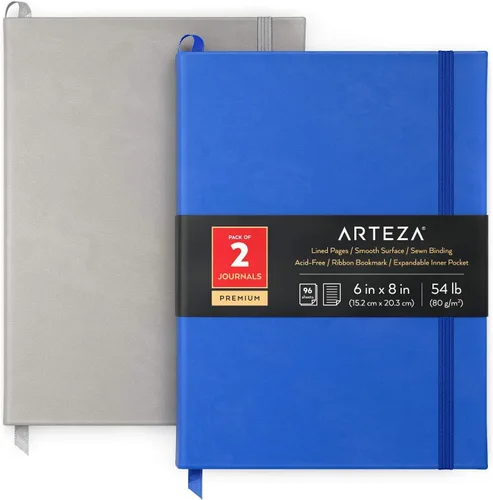 Vista 5 de ARTEZA Cuadernos de diario, juego de 2, 6 x 8 pulgadas, 96 hojas, diseño de perros y negro, cuadernos estéticos con papel rayado suave