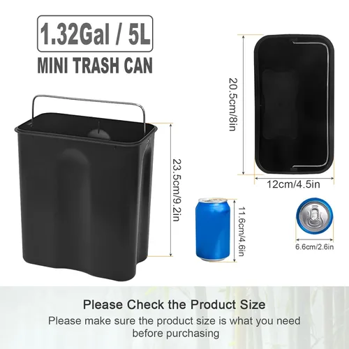Vista 2 de SIDIANBAN Basurero de baño con tapa de bambú, cierre suave y pedal de pie, pequeño cubo de basura rectangular delgado con papelera