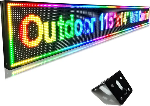Vista 10 de HS P10 - Letrero de desplazamiento LED programable, pantalla digital al aire libre, tablero de mensajes electrónicos impermeable, letreros de neón