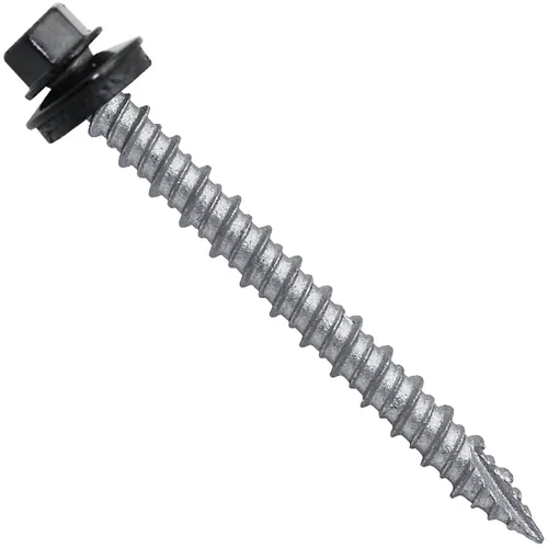 Vista 213 de Tornillos para techos de metal gris ABC 10 x 1 - Cabezal hexagonal - Arandela EPDM - Arandela de arranque automático/roscado - 1 bolsa - 250