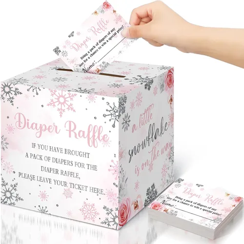 Vista 28 de Teling 51 boletos para rifas de pañales con caja de tarjetas, decoración de baby shower, caja de revelación de género para fiesta de rifas