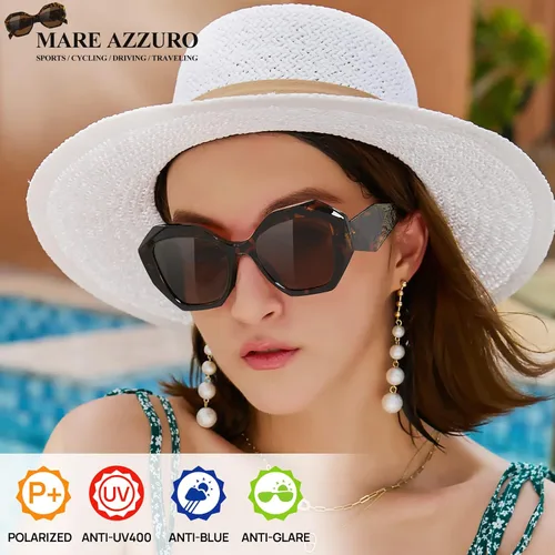 Vista 2 de MARE AZZURO Gafas de sol polarizadas de gran tamaño para mujeres y hombres, para conducir, pesca, deportes, protección UV400, para fiesta, playa, sol