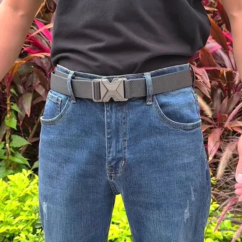 Vista 3 de Cinturón táctico para hombre de 1.34 pulgadas de ancho elástico elástico estilo militar cinturones de golf