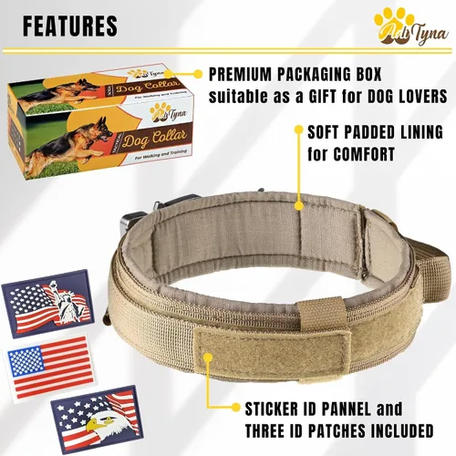 Vista 4 de Collar de perro táctico militar K9 Ajustable con asa Para entrenamiento y servicio, para pastor alemán