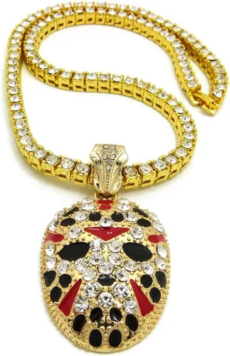 Vista 4 de Pyramid Jewelers - Colgante de máscara para hombre, diseño de Hip Hop de 24.0in, con cuerda, 1 fila de circonita cúbica