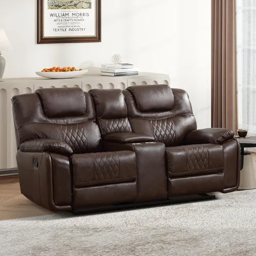 Vista 11 de EBELLO Silla reclinable manual de piel sintética, sofá reclinable con cómodos reposabrazos y respaldo, sofá individual para sala de estar