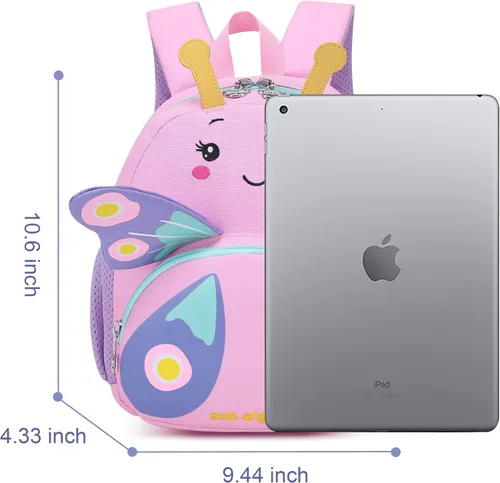 Vista 2 de Cute Animal Toddler Backpack3D Animal CartoonMINi Travel Backpack Butterfly Bag for Baby 1-5 Years Girls Personalized Waterproof Bag Kids