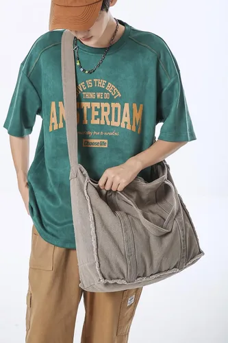 Vista 7 de Micmores Bolso de mano para mujer, bolso retro estilo hobo cruzado, bolso grande de lona para la escuela, trabajo, viajes, compras, Negro -, Moda
