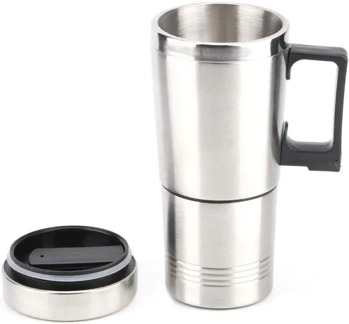Vista 6 de Tiiyee Taza de calefacción para automóvil de 12 V, taza calentada para automóvil, acero inoxidable, hervidor eléctrico de viaje, calentador de agua