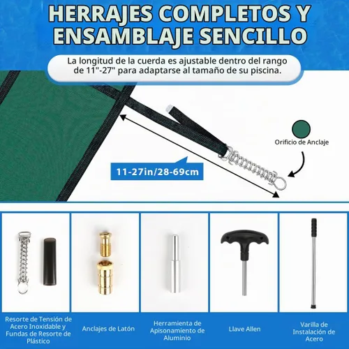 Vista 3 de iCOVER Cubierta de seguridad para piscina interior, 20x40 pies rectangular, cubierta de seguridad de invierno para piscinas interiores, cubierta