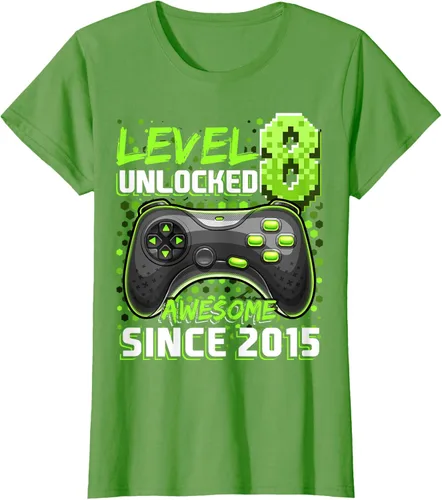 Vista 51 de Level 8 Unlocked Awesome 2015 Video Game 8th Birthday Boy T-Shirt, Negro