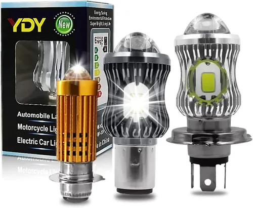 Vista 7 de YSY 1 unidad 10000 lm H4 LED Moto HB2 9003 HS1 Bombillas LED para faros de motocicleta con lente CSP, luz blanca y amarilla, lámpara Hi Lo, Gris