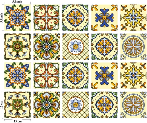 Vista 32 de Azulejos Adhesivos Despegar y Pegar Estilo Azulejo Español Portugués para Salpicadero Juego de 20 piezas (3.9_B)