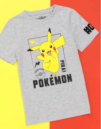 Vista 3 de Pokemon Camiseta de manga corta para niños Pikachu Character Game Grey