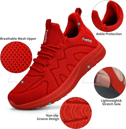 Vista 2 de Feethit Tenis de correr para mujer, ligeros, antideslizantes, cómodos, a la moda