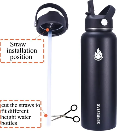 Vista 2 de SENDESTAR Spout Lid for Hydroflask Wide Mouth Water Bottle Fits 18 oz 20 oz 32 oz 40 oz 73 oz,Chug Cap Flexible Handle Compatible, Takeya, Simple