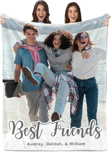 Vista 10 de Envío al día siguiente, regalos de cumpleaños para mejores amigas, manta personalizada con fotos, regalos de manta para mejores amigas y BFF, regalo