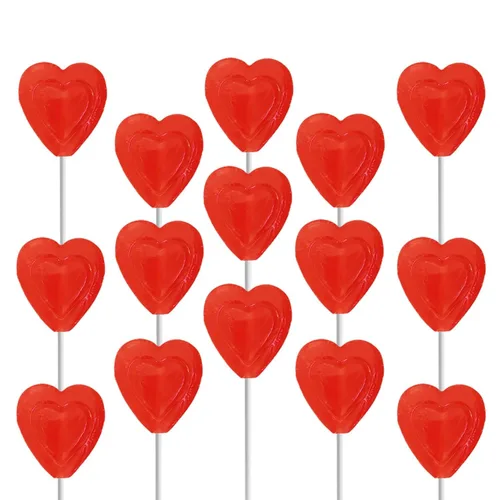 Vista 8 de Paletas rojas para el día de San Valentín, con doble forma de corazón, sabor a cereza, Kosher Parve, envueltas individualmente, (media libra)