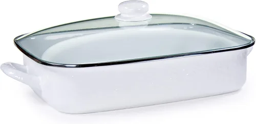 Vista 10 de Golden Rabbit Enamelware - Sartén para asar con tapa, 10.5 cuartos de galón, Black Swirl