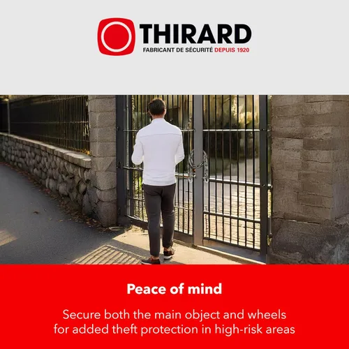 Vista 5 de THIRARD Cerradura de cadena resistente – Acero endurecido de 3.94 pies, eslabones resistentes a cortes de 0.394 in, revestimiento de PVC resistente